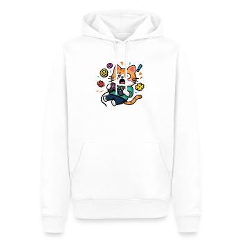 Gamer Cat Unleashed - Männer Premium Bio Hoodie - Weiß - Vorne - Nico (187cm)