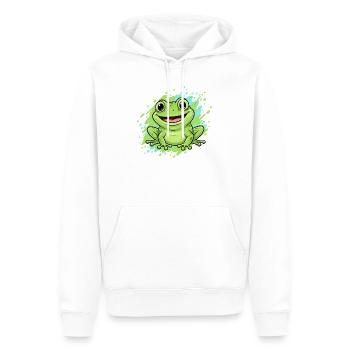 Dessin animé joyeux de grenouilles éclaboussures - Sweat à capuche Premium bio Homme - blanc - Devant - Nico (187cm)