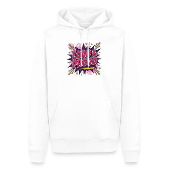 Mois de la fierté LGBTQ - Fort et fier - Sweat à capuche Premium bio Homme - blanc - Devant - Nico (187cm)
