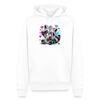 Colorful Raccoon with Controller - Men’s Premium Organic Hoodie - white - Front - Nico (187cm)