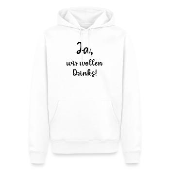 Ja wir wollen Drinks, JGA, Polterabend, schwarz - Männer Premium Bio Hoodie - Weiß - Vorne - Nico (187cm)