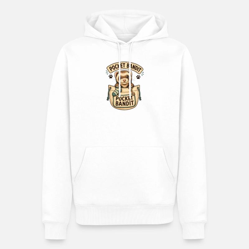 BANDIT DE POCHE - Sweat à capuche Premium bio Homme - blanc