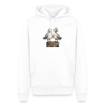 Mouettes folles - Sweat à capuche Premium bio Homme - blanc - Devant - Nico (187cm)