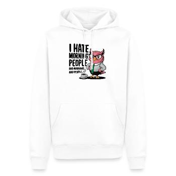 Hibou d’affaires en costume avec café - Sweat à capuche Premium bio Homme - blanc - Devant - Nico (187cm)