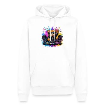 Teddy Bear DJ Neon Splash - Men’s Premium Organic Hoodie - white - Front - Nico (187cm)