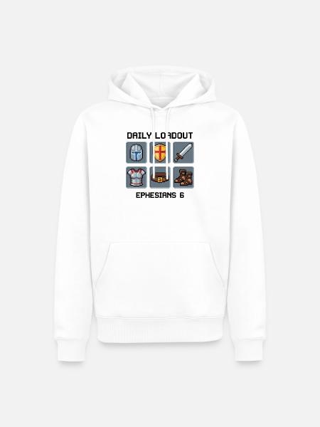 Waffenrüstung Gottes Pixel Art- Epheser 6 - Männer Premium Bio Hoodie - Weiß