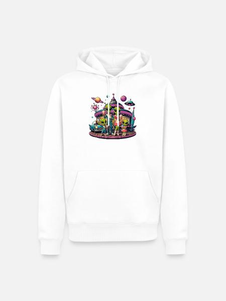 Alien Familie im Space-Diner - Männer Premium Bio Hoodie - Weiß