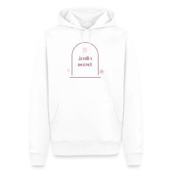 Secret Garden — Minimalist floral - Men’s Premium Organic Hoodie - white - Front - Nico (187cm)