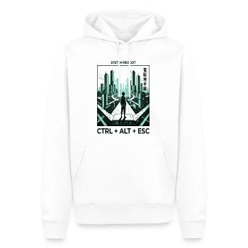 Reboot Skyline CTRL ALT ESC - Männer Premium Bio Hoodie - Weiß - Vorne - Nico (187cm)