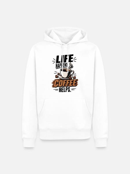 Life Coffee Kaffeefan Design - Männer Premium Bio Hoodie - Weiß