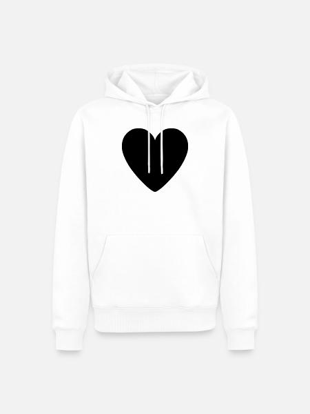 Schwarzes Herz - Männer Premium Bio Hoodie - Weiß