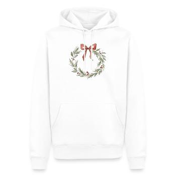 Sanfte rosa Schleife Weihnachtskranz - Männer Premium Bio Hoodie - Weiß - Vorne - Nico (187cm)