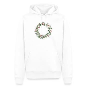 Minimalistisches Weihnachtskranz-Aquarell - Männer Premium Bio Hoodie - Weiß - Vorne - Nico (187cm)