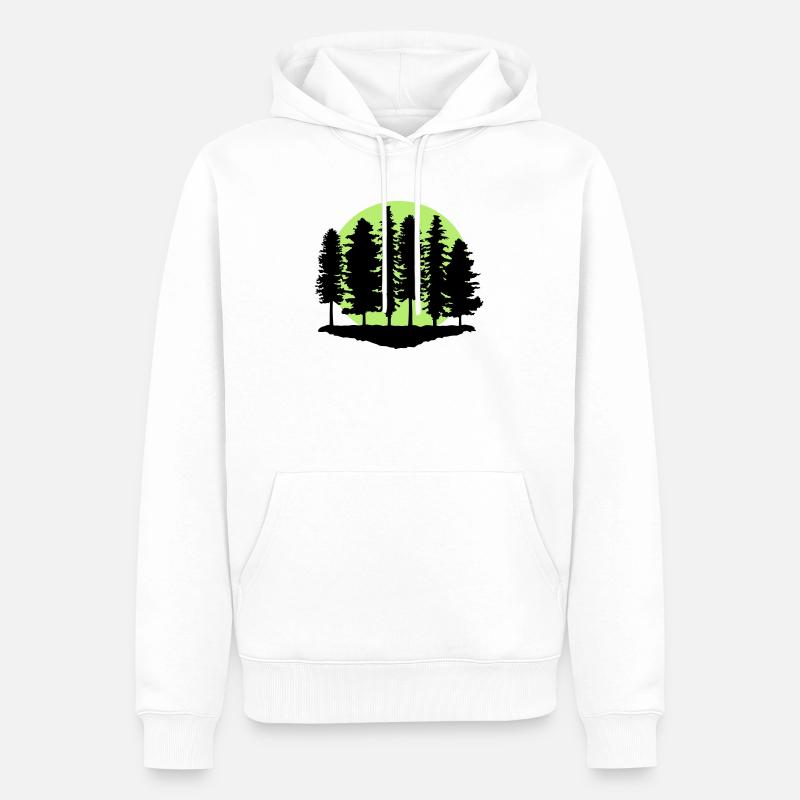 Wald und Mond, Bäume - Männer Premium Bio Hoodie - Weiß