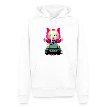 KUCING GILLA - Sweat à capuche Premium bio Homme - blanc - Devant - Nico (187cm)