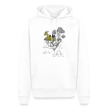 Dragon dans la roche en fleurs - Sweat à capuche Premium bio Homme - blanc - Devant - Nico (187cm)