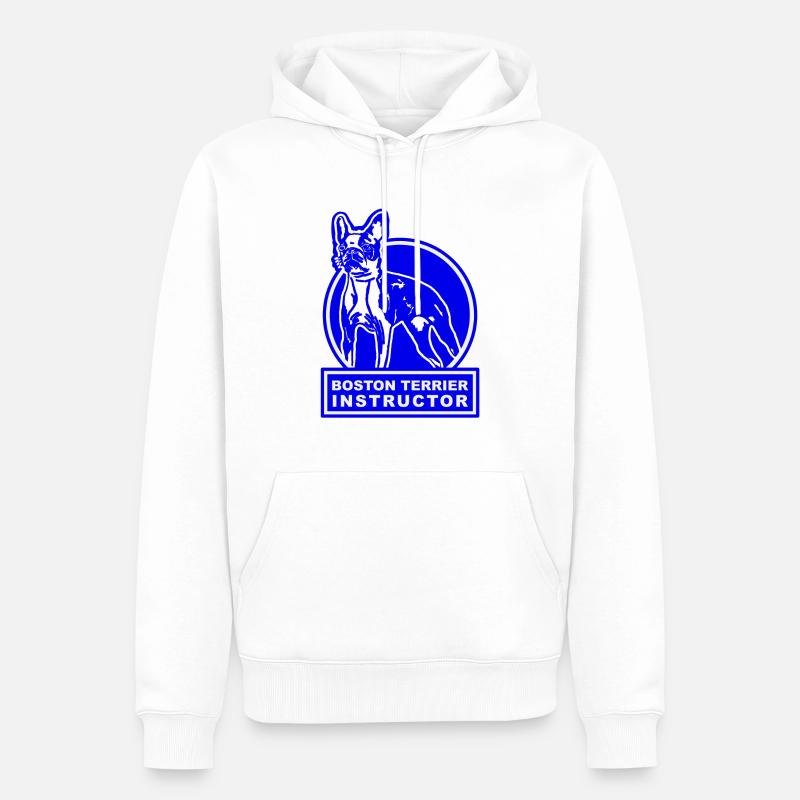 Boston Terrier Instructor blue - Männer Premium Bio Hoodie - Weiß
