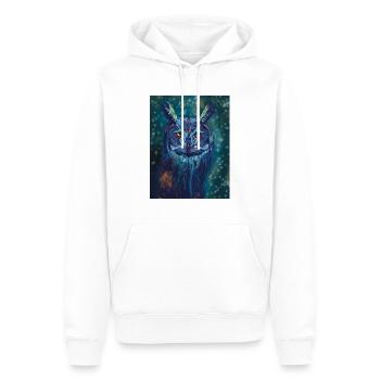 Eule - Männer Premium Bio Hoodie - Weiß - Vorne - Nico (187cm)
