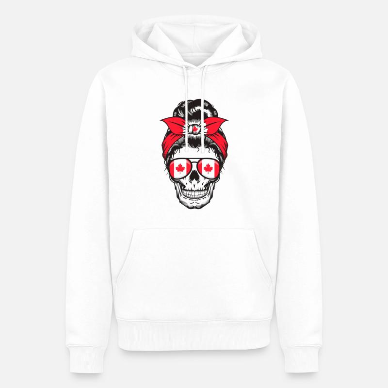 Skull Mom Canada - Sweat à capuche Premium bio Homme - blanc