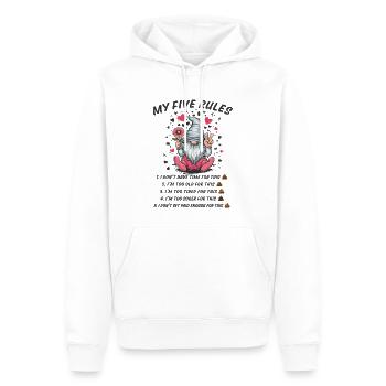 5 règles d’un gnome amusant - Sweat à capuche Premium bio Homme - blanc - Devant - Nico (187cm)