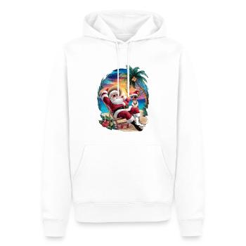 Noël en juillet - Sweat à capuche Premium bio Homme - blanc - Devant - Nico (187cm)
