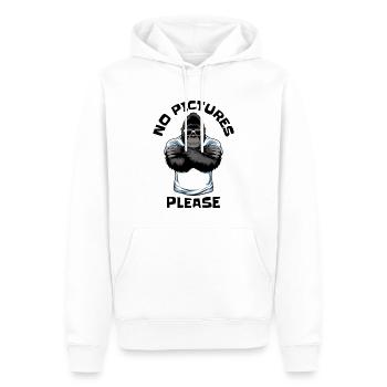 Keine Bilder bitte - Männer Premium Bio Hoodie - Weiß - Vorne - Nico (187cm)