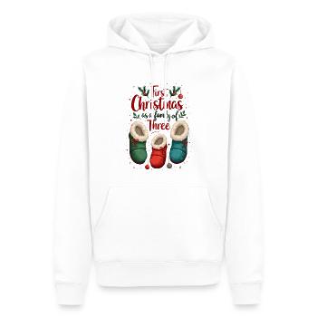 Premier Noël en famille à trois - Sweat à capuche Premium bio Homme - blanc - Devant - Nico (187cm)