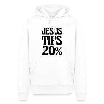 Jesus gibt 20% Sei nett zur Bedienung - Männer Premium Bio Hoodie - Weiß - Vorne - Nico (187cm)