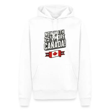 Maintenant avec 25 % plus de Canada – Satire des tarifs commerciaux - Sweat à capuche Premium bio Homme - blanc - Devant - Nico (187cm)