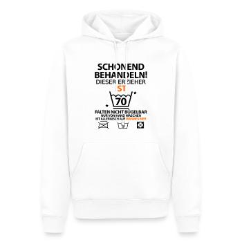 70. Geburtstag Erzieher lustig mit Spruch - Männer Premium Bio Hoodie - Weiß - Vorne - Nico (187cm)