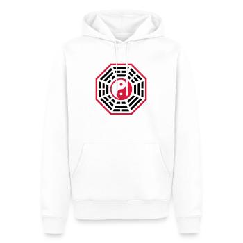 PAKUA | I GING & YIN & YANG - Männer Premium Bio Hoodie - Weiß - Vorne - Nico (187cm)