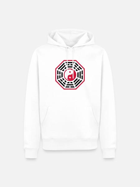 Pakua | I Ching YIN & YANG & - Sweat à capuche Premium bio Homme - blanc