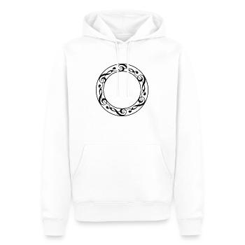 Music notes violin clef frame YOUR TEXT - Männer Premium Bio Hoodie - Weiß - Vorne - Nico (187cm)