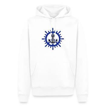 Frieden der Seefahrt / peace at sea (2c) - Men’s Premium Organic Hoodie - white - Front - Nico (187cm)