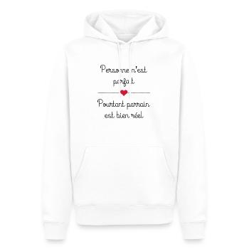 parrain - Sweat à capuche Premium bio Homme - blanc - Devant - Nico (187cm)
