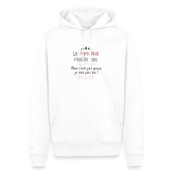Le pere noel n'existe pas mais ce n'est pas grave - Sweat à capuche Premium bio Homme - blanc - Devant - Nico (187cm)