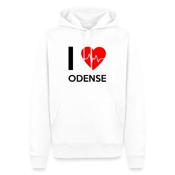 J'aime Odense - J'adore Odense - Sweat à capuche Premium bio Homme - blanc - Devant - Nico (187cm)
