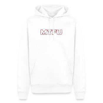 MTFU - Men’s Premium Organic Hoodie - white - Front - Nico (187cm)