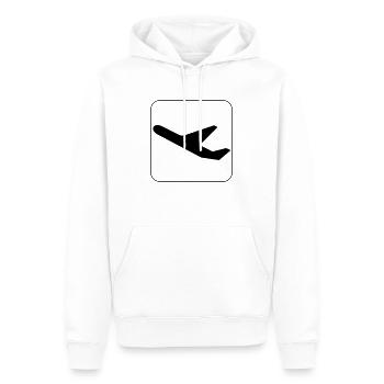 Symbol Abflug - Start - Departure - Männer Premium Bio Hoodie - Weiß - Vorne - Nico (187cm)