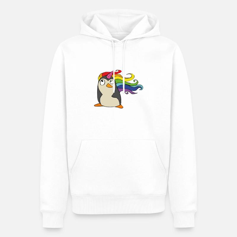 Punguin Einhorn Regenbogen - Männer Premium Bio Hoodie - Weiß