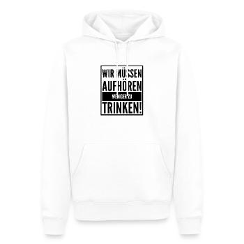 TRINKEN - Männer Premium Bio Hoodie - Weiß - Vorne - Nico (187cm)