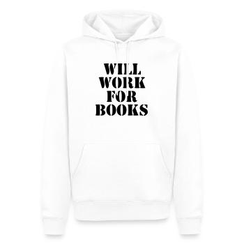 will work for books - Männer Premium Bio Hoodie - Weiß - Vorne - Nico (187cm)