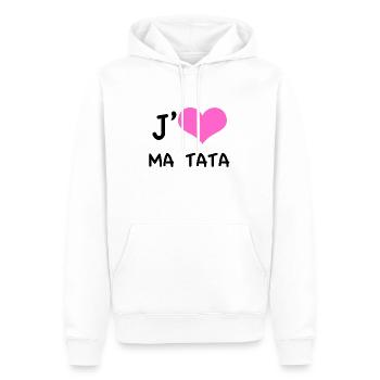 "Ich liebe meine tata" rosa Herz - Männer Premium Bio Hoodie - Weiß - Vorne - Nico (187cm)