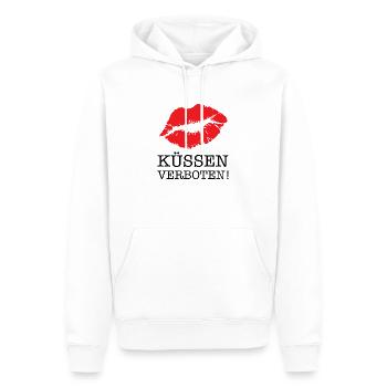 küssen verboten - Männer Premium Bio Hoodie - Weiß - Vorne - Nico (187cm)
