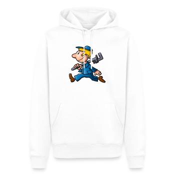 vl083c_worker_4c - Männer Premium Bio Hoodie - Weiß - Vorne - Nico (187cm)