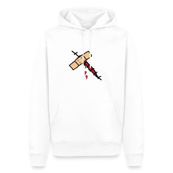 pansement et blessure - Sweat à capuche Premium bio Homme - blanc - Devant - Nico (187cm)