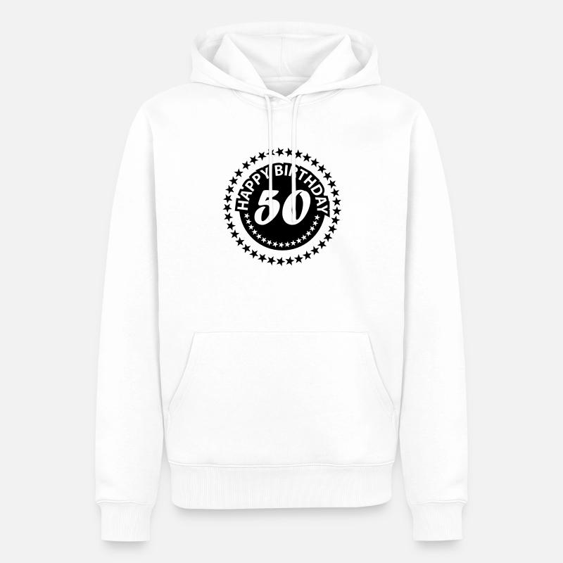 50 - Sweat à capuche Premium bio Homme - blanc
