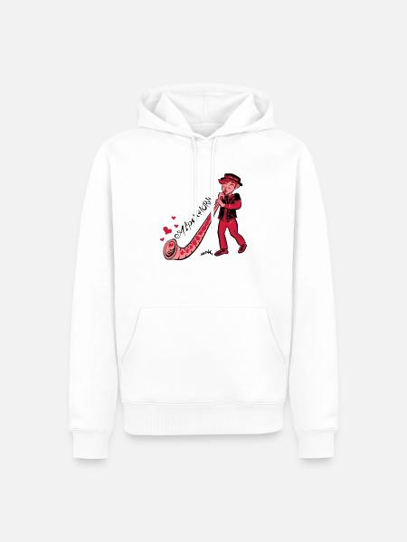 Alpenhorn - Männer Premium Bio Hoodie - Weiß