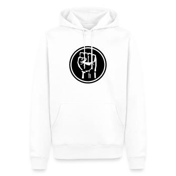 power_hand_1_f1 - Sweat à capuche Premium bio Homme - blanc - Devant - Nico (187cm)