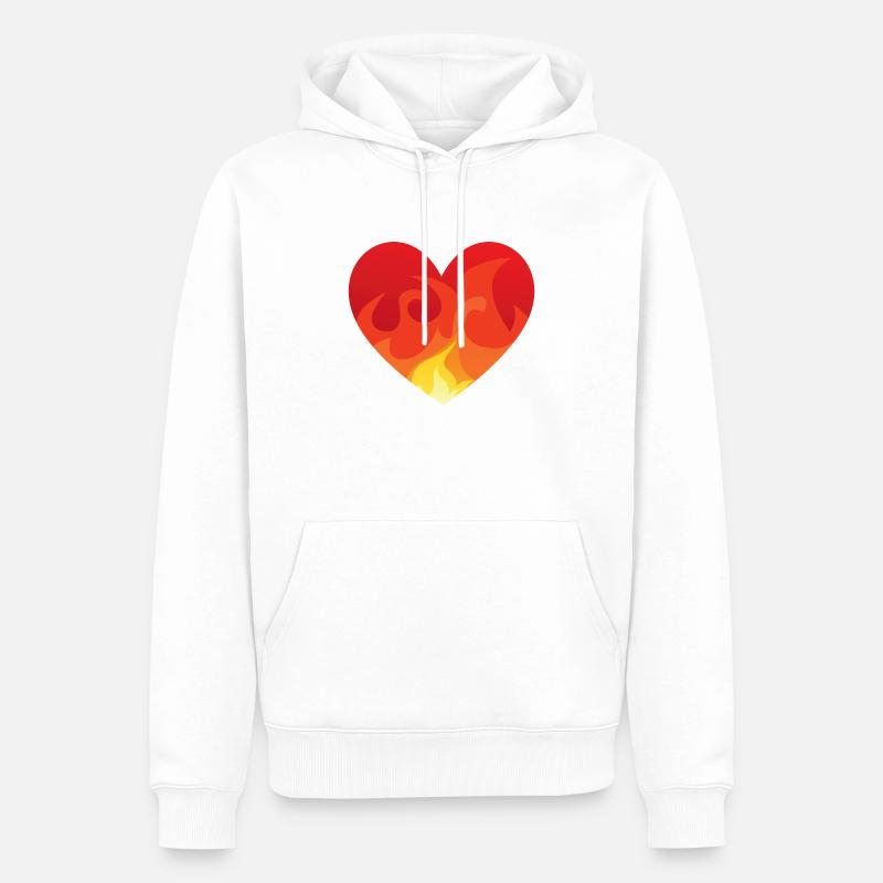 Heart with fire de - Männer Premium Bio Hoodie - Weiß